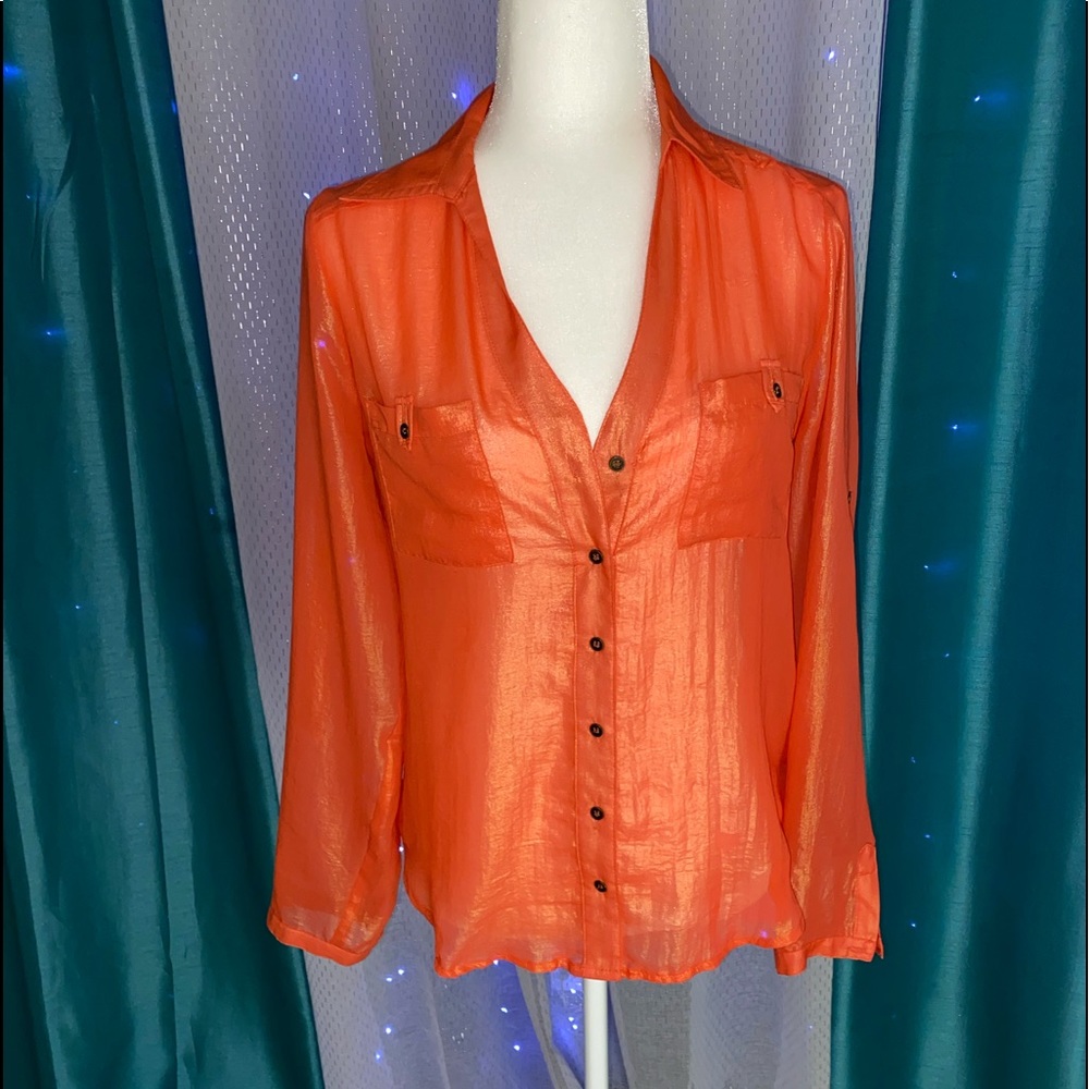 Shimmery Peach Button up